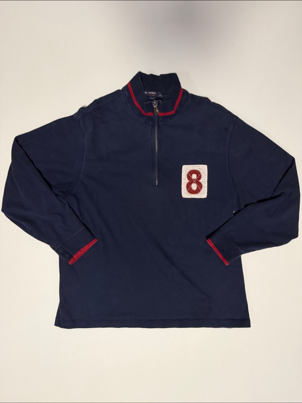 Daniel Cremieux Navy Quarter-Zip Pullover with Red Trim and Number 8 Patch